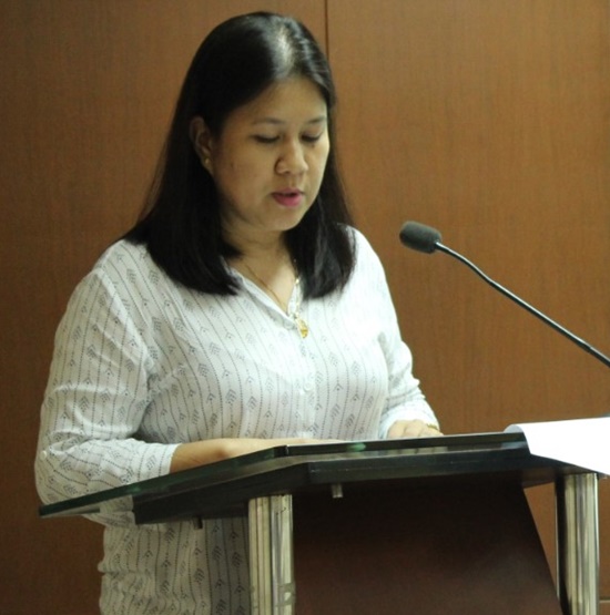 Ms. Evelyn H. Juanillo, DA-BAR Information Officer IV, delivers the opening remarks on behalf of Dr. Nicomedes P. Eleazar, DA-BAR Director.