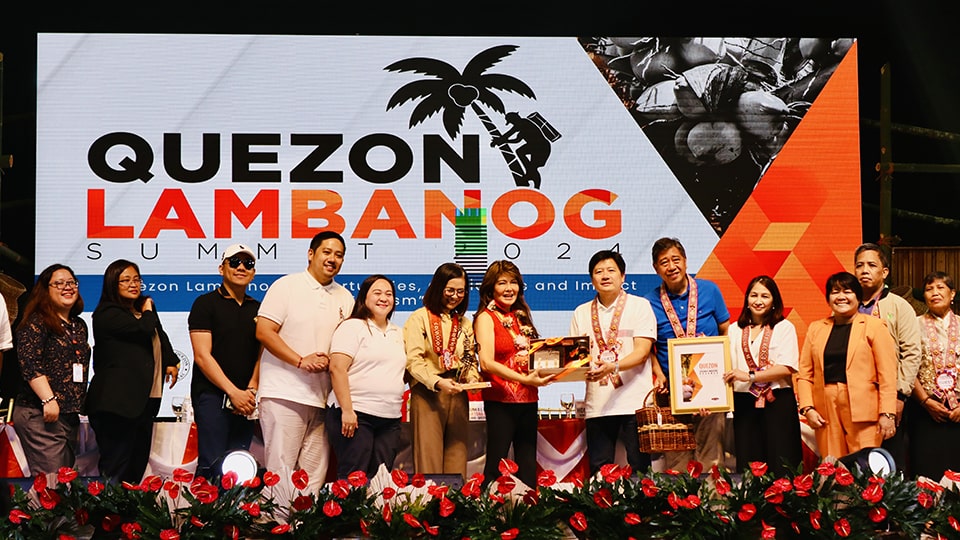 Gov. Angelina Tan, Governor of Quezon; Sen. Imee Marcos, alongside Dr. Gerlie Tatlonghari, Program Head and provincial government officials, during the Quezon Coconut Industry Roadmap presentation.